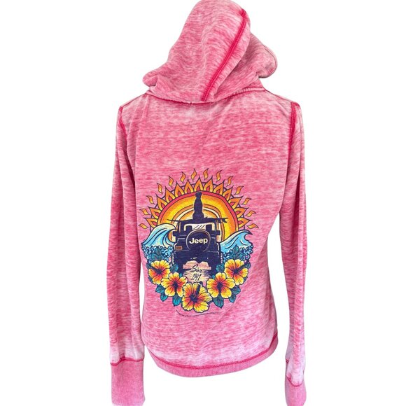 Jedco Tops - Jeep Hoodie JEDCo Pink Heather Beach Graphic Sweatshirt L
